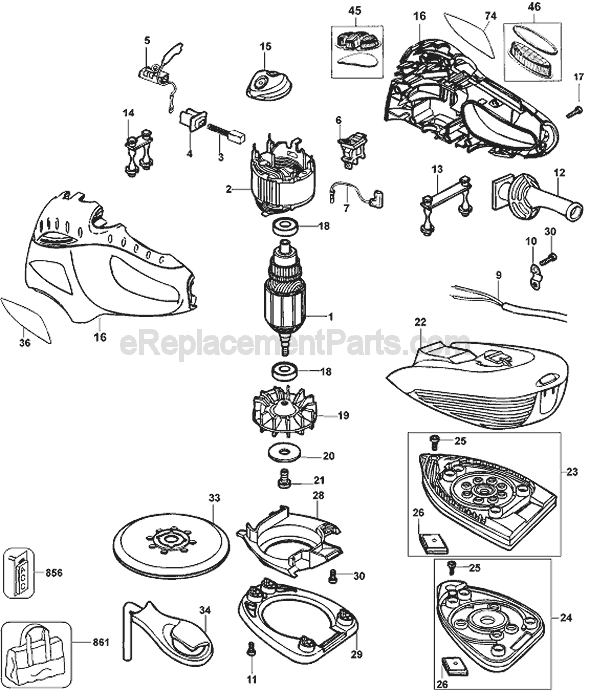 Page A Diagram and Parts List for MS700GB Type 1 Black and Decker Sander Polisher